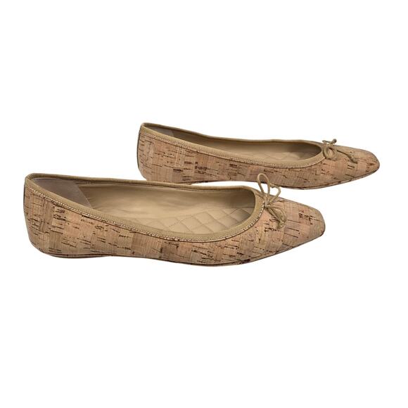 VERONICA BEARD WOMEN'S TAN BEATRIX CORK SKIMMER BALLET FLATS SIZE 6.5M SLIP-ON - Picture 2 of 13